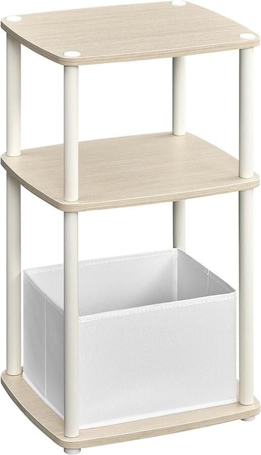 MAZAZU Bijzettafel 3 opbergbakken Beige 34x30x58