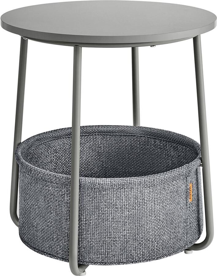 MAZAZU Bijzettafel Rond Duifgrijs Met Mand 45x50