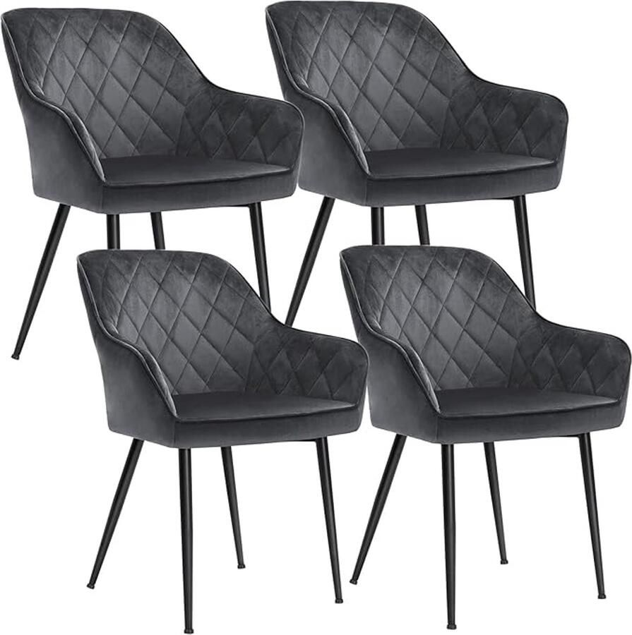 MAZAZU Eetkamerstoelen Set van 4 Fluwelen bekleding Grijs 62.5x60x85