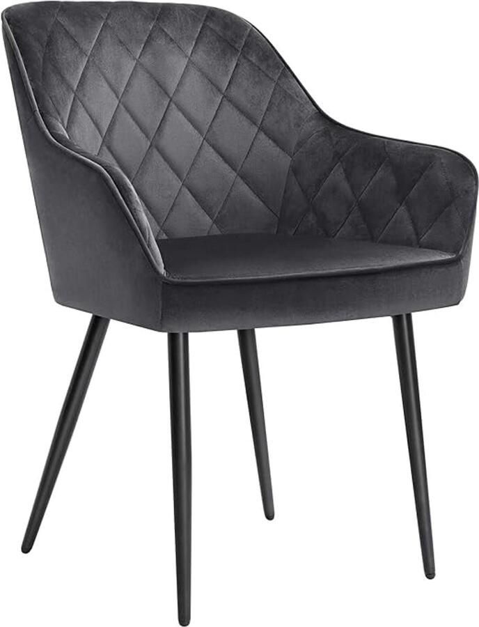 MAZAZU Eetkamerstoelen Set van 6 Metalen Poten Fluwelen bekleding Grijs 62.5x60x85
