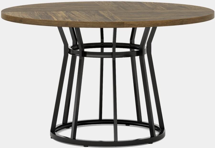 MAZAZU Eettafel – Industrieel Design – Vierkant Tafelblad – Zwart Bruin – 120x120x75 cm