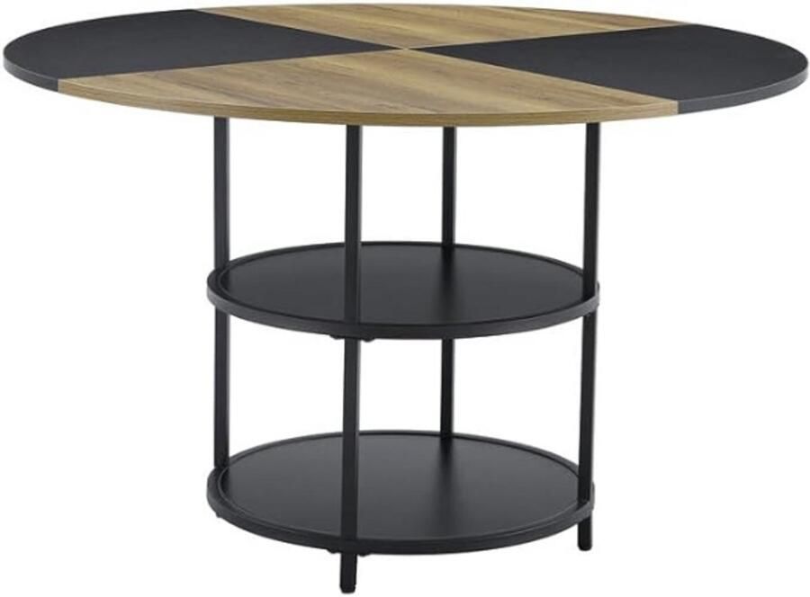 MAZAZU Eettafel Ronde Keukentafel Industrieel Hout 120x120x75cm