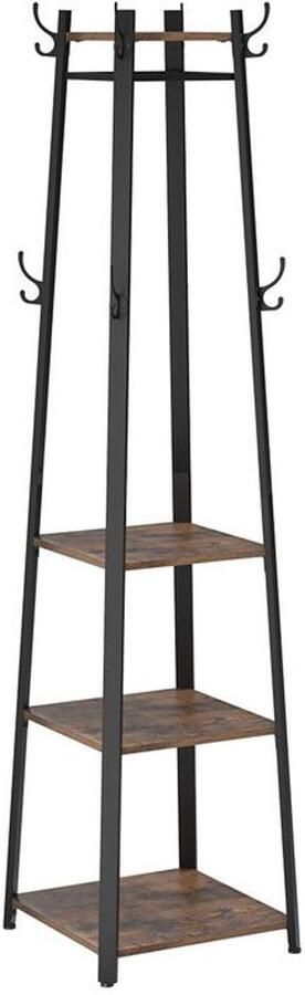 MAZAZU Kapstok Kledingrek 3 planken Grijs en Zwart 43x43x180