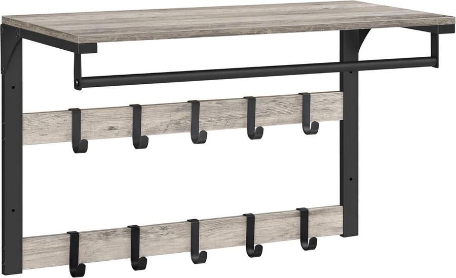 MAZAZU MIRA Home Kapstok -Wandkapstok- Grijs Zwart Spaanplaat Staal 30x65x42