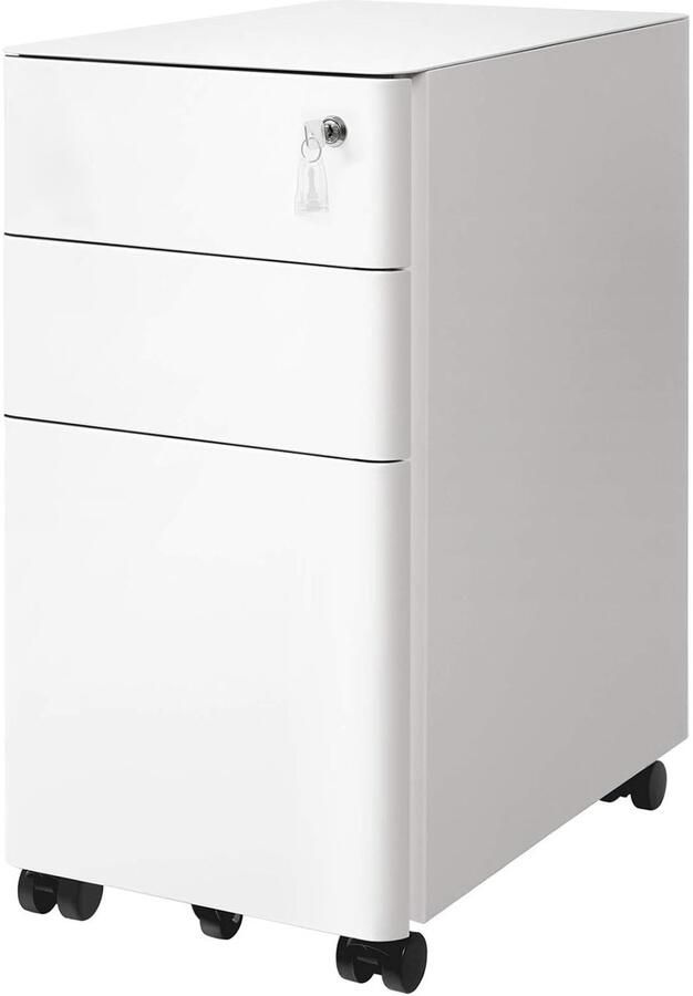 MAZAZU MIRA Home archiefkast mobiele archiefkast wit staal 30x46x59 2