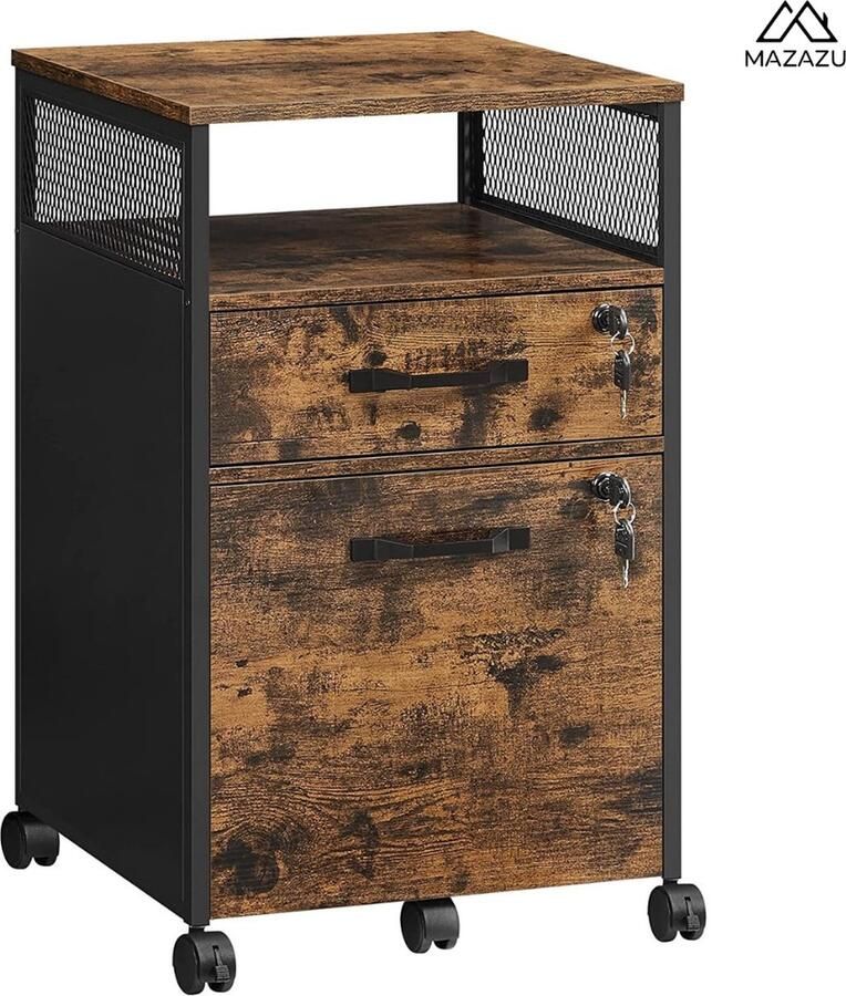 MAZAZU MIRA Home Archiefkast Nachtkast Bruin Metaal ‎44x42x69cm