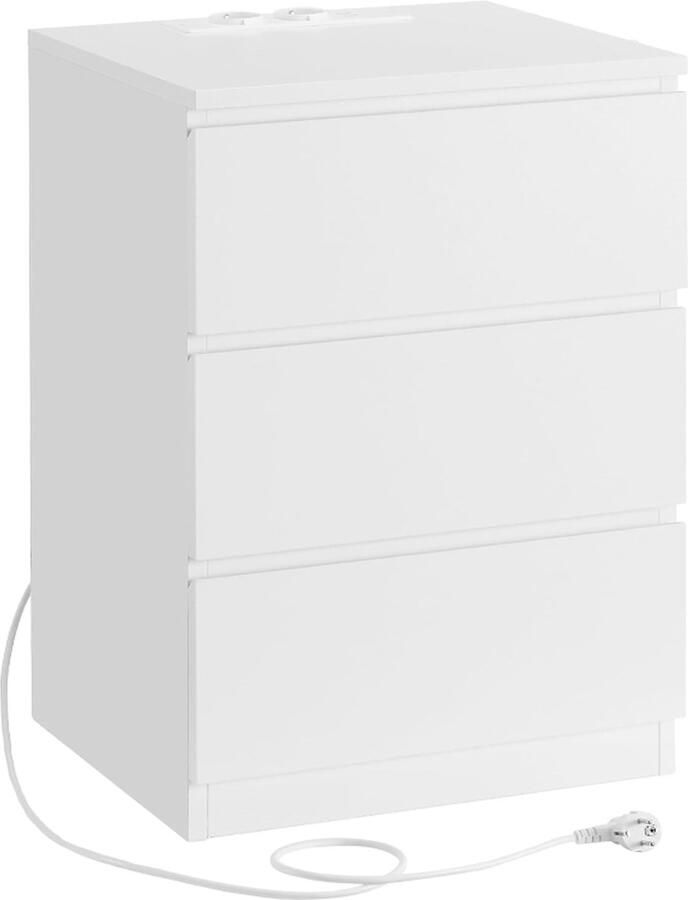 MAZAZU MIRA Home Bijzettafel Nachtkastje Stekker Slaapkamer Wit 35x40x59 cm - Foto 2