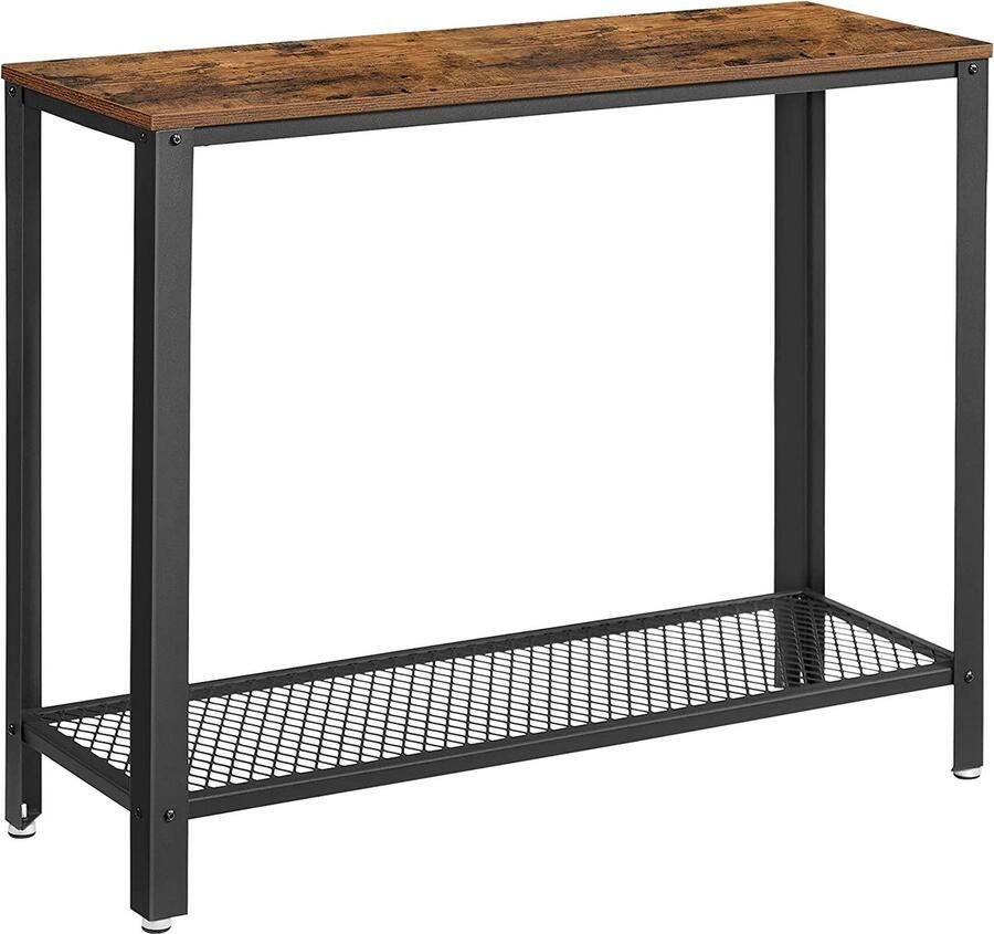 MAZAZU MIRA Home Bijzettafel Tafel Hout Metaal Bruin zwart 101.5x35x80