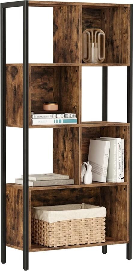 MAZAZU MIRA Home – Boekenkast Industrieel – Open Kast met Planken – Hout en Metaal – Opbergkast Woonkamer en Kantoor – 74x29 6x154 5 cm - Foto 3