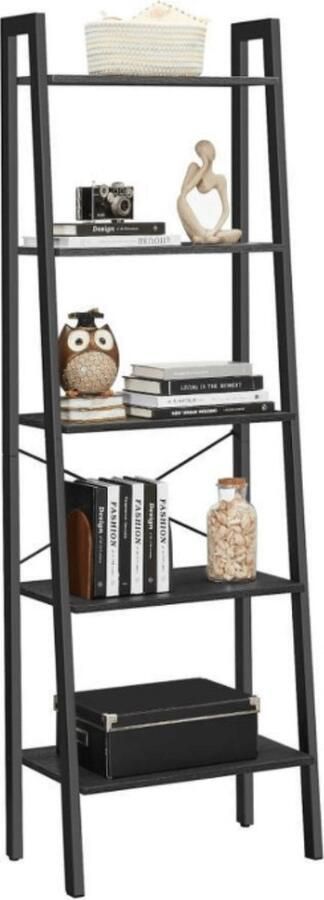 MAZAZU MIRA Home Boekenkast Kast Industrieel Hout Zwart 34x56x172