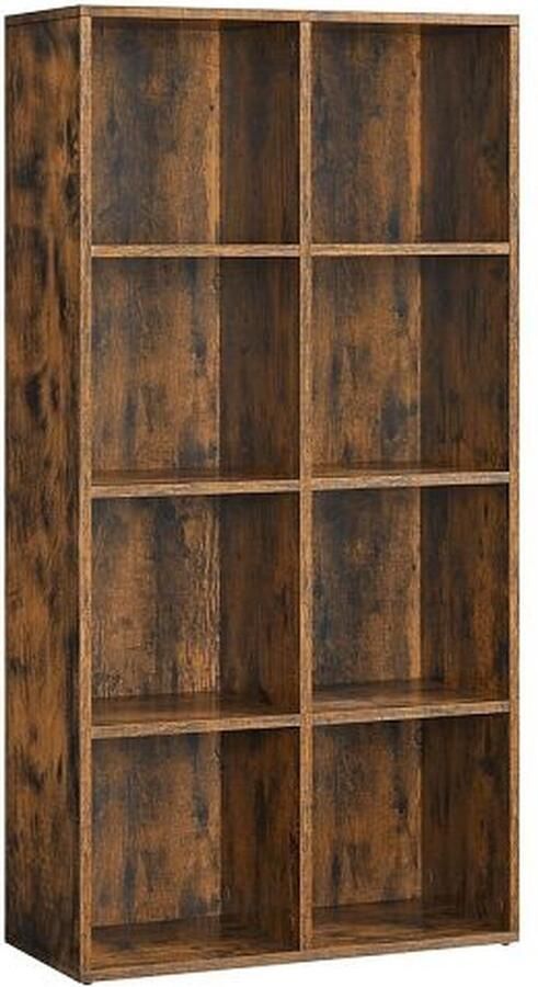 MAZAZU MIRA Home Boekenkast Vakkenkast Bruin Zwart Spaanplaat 30x65.5x129.5