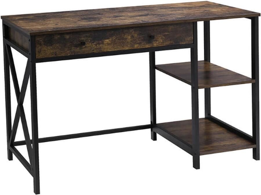 MAZAZU MIRA Home Bureau- Computerbureau Met Planken Zwart Metaal 120x60x80 - Foto 2