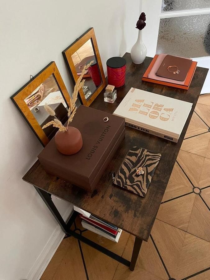 MAZAZU MIRA Home Computerbureau Bureau Industrieel Bruin Zwart Vintage 50x100x75