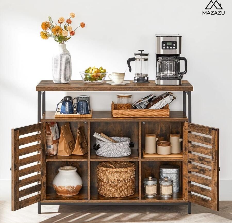 MAZAZU MIRA Home Dressoir Bijzetkast Industrieel Vintage Hout 100x35x81.5 - Foto 2