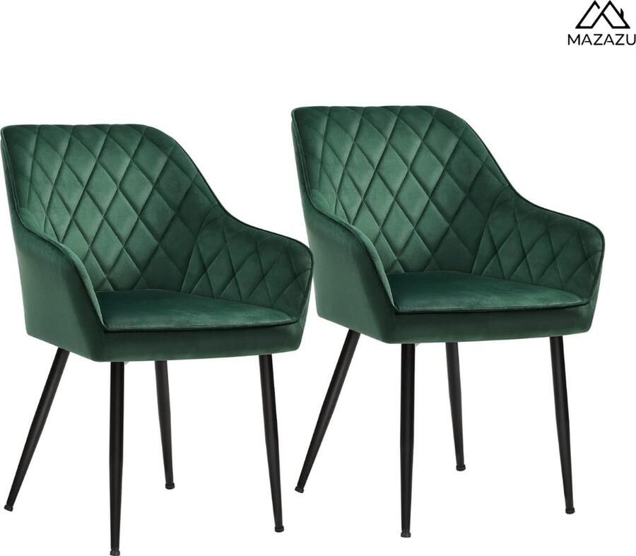 MAZAZU MIRA Home Eetkamerstoelen Eetkamer Stoel Set van 2 Groen 62 5x60x85
