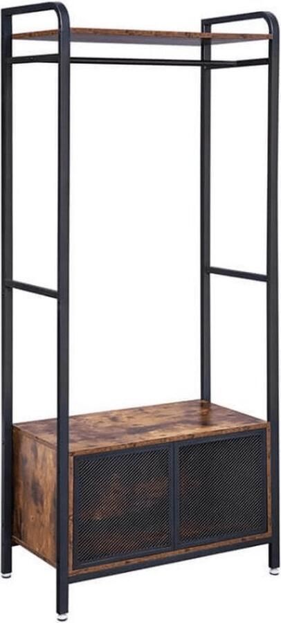 MAZAZU Industriële Kapstok met Schoenenrek en Hoedenplank Houten en Metalen Kapstok voor Hal en Gang Compacte Opslagoplossing 80x40x180 cm - Foto 3