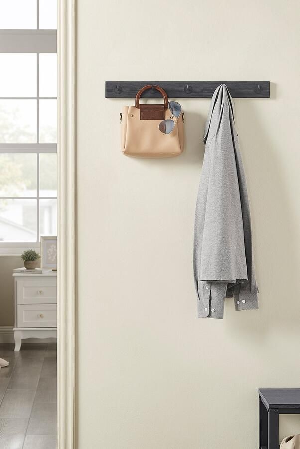 MAZAZU MIRA Home Wandkapstok Compact ontwerp van 60 cm breed Elegant krachtig en praktisch Voor opgeruimde ruimtes Veelzijdig in gebruik Trendy industriële uitstraling Makkelijk te monteren - Foto 4