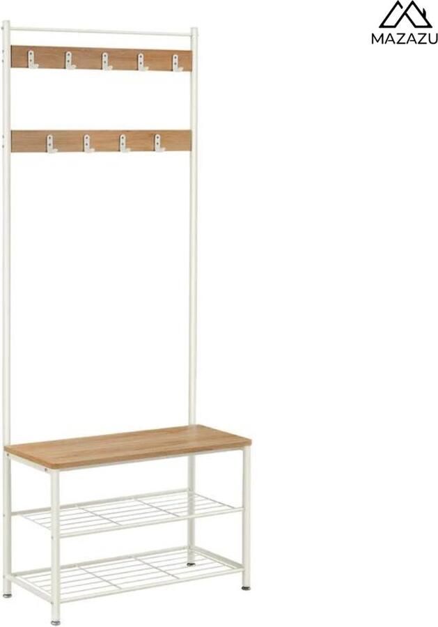 MAZAZU MIRA Home Kapstok Kledingrek Schoenenrek Schoenenbank 32x70x175