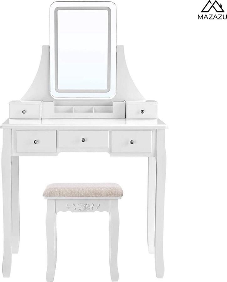 MAZAZU MIRA Home Kaptafel Make-up tafel Wit Hout 80x40x137.5cm - Foto 2