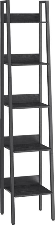MAZAZU MIRA Home Ladderrek Boekenkast Hout Zwart- 30x33 8x170