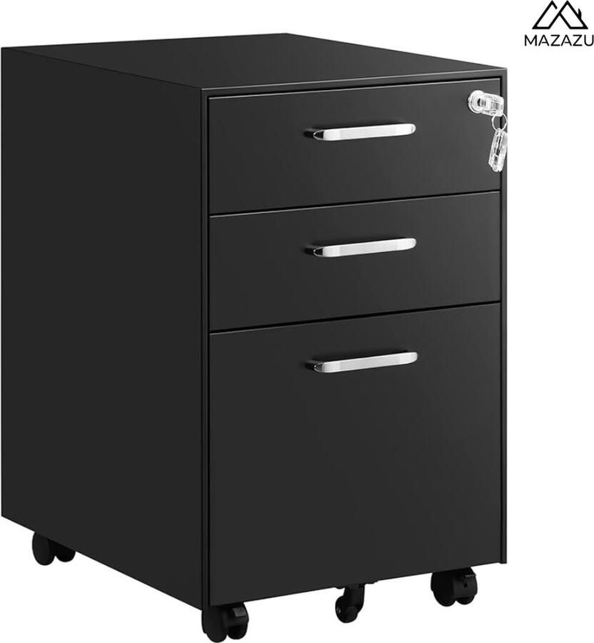 MAZAZU MIRA Home Ladekast Ladeblok Archiefkast Opbergkast Zwart 48x39x60 - Foto 2