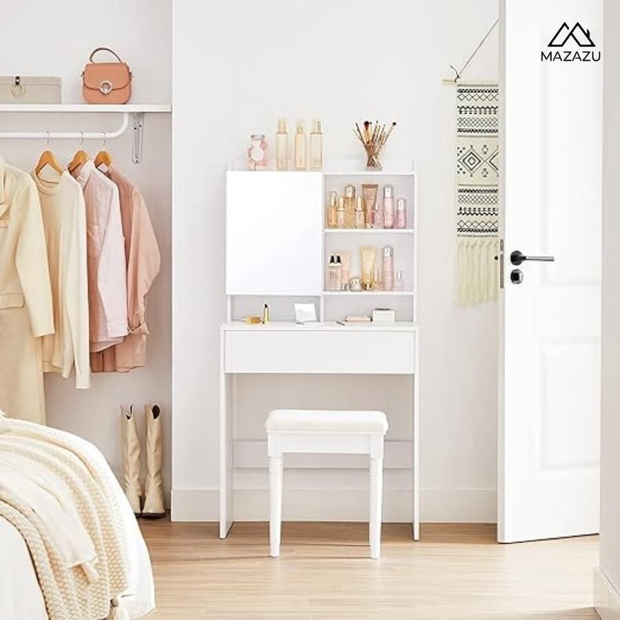 MAZAZU MIRA Home Make Up Tafel Kaptafel Spiegel Tafel Make Up Spiegel valentijn cadeau 70x40x136
