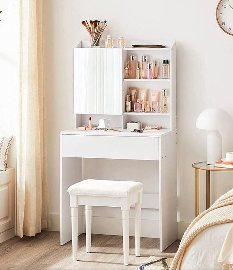 MAZAZU MIRA Home Make Up Tafel Kaptafel Spiegel Tafel Make Up Spiegel valentijn cadeau 70x40x136 - Foto 2