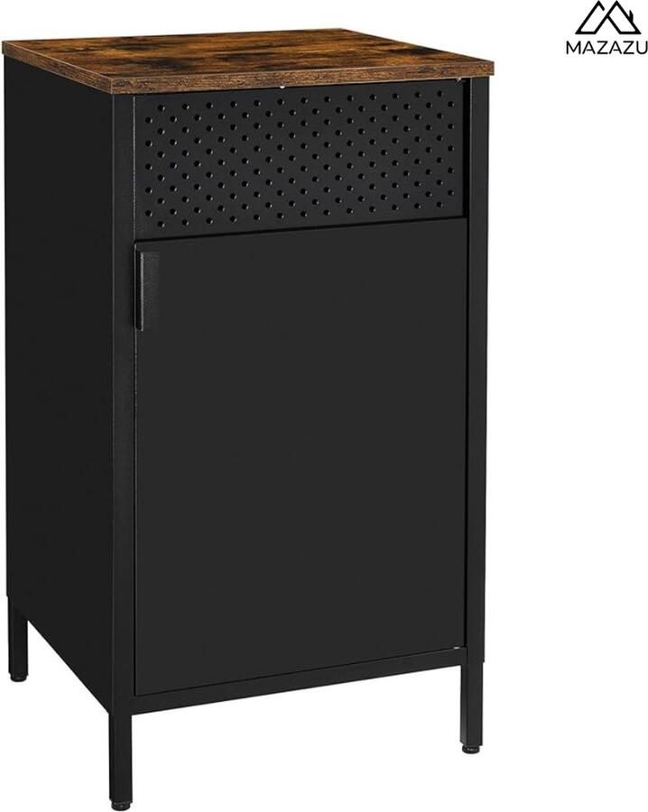 MAZAZU MIRA Home Opbergkast Dressoir Kast Wandkast Metaal- Zwart 42.5x40x76 - Foto 2