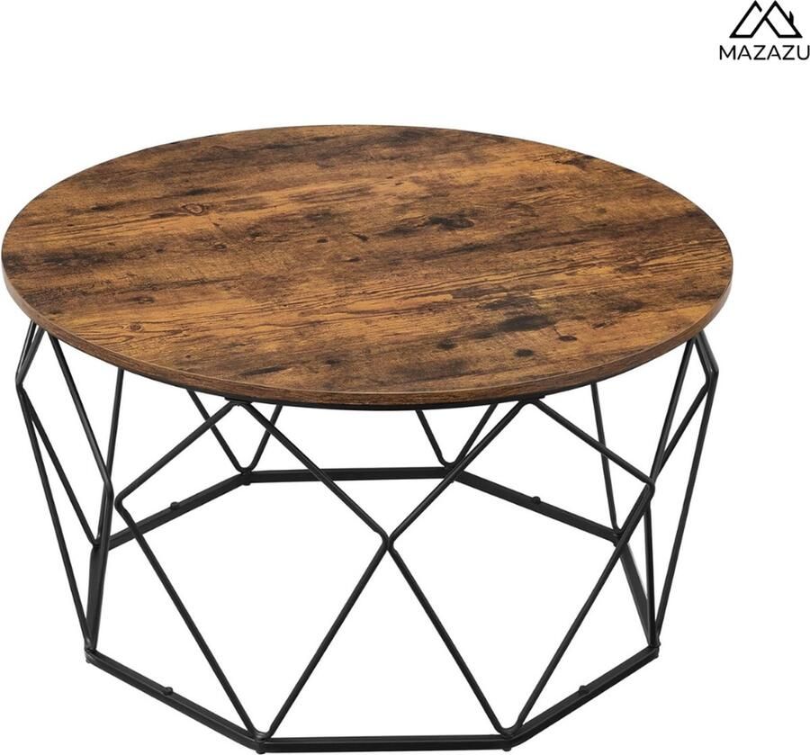 MAZAZU MIRA Home Salontafel Tafel Salontafel Rond Vintage Industrieel 80x80x45