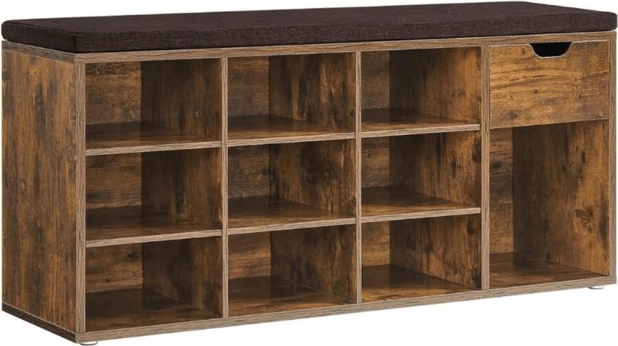 MAZAZU MIRA Home Schoenenbank Met Lade Schoenenrek Halbank Vintage 30x104x48
