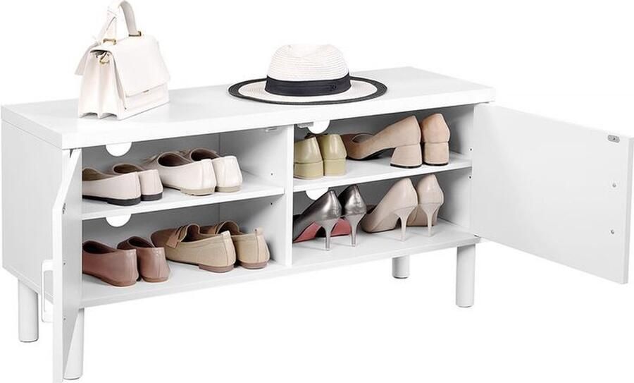 MAZAZU MIRA Home Schoenenkast met dubbele deuren Wit 35x110x50