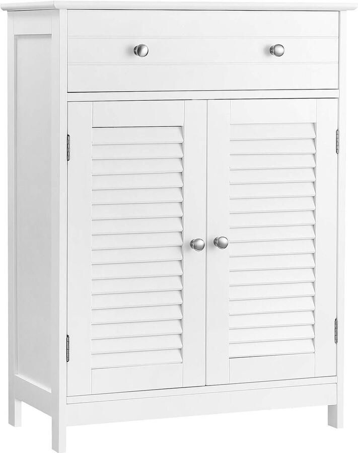 MAZAZU MIRA Home Staande Badkamerkast Opbergkast Dressoir Hout Wit Met Lades en Deuren 60x30x80 cm