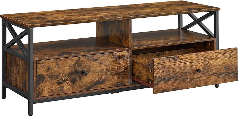 MAZAZU Mira home tv-meubel kast bruin spaanplaat metaal 120x40x50