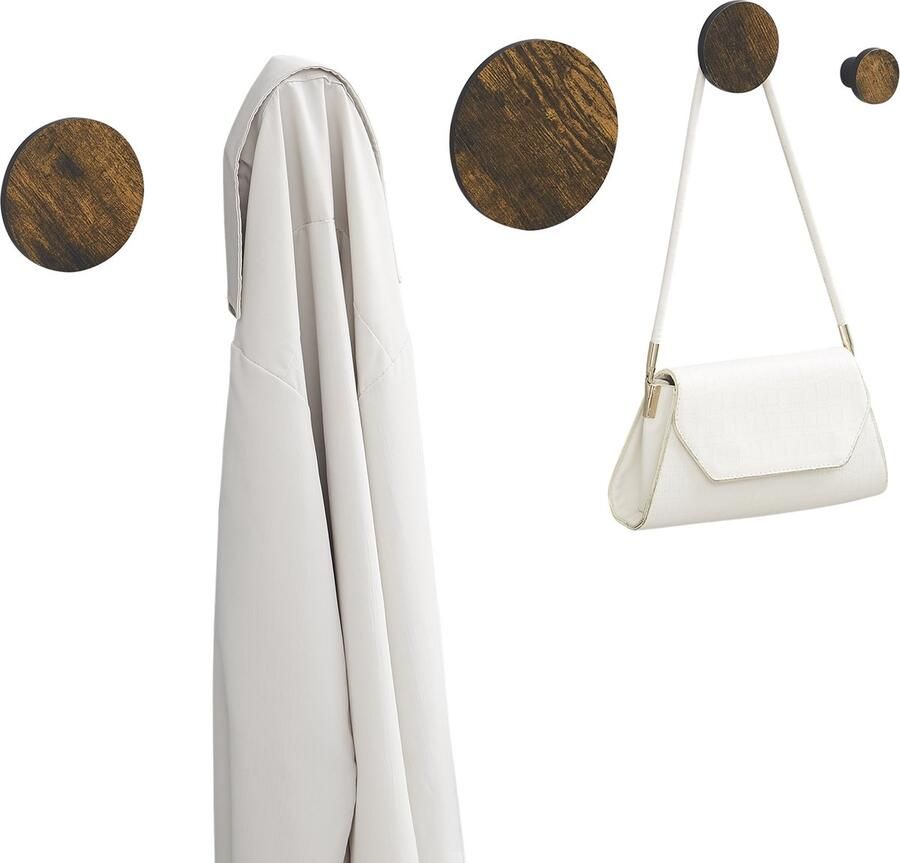 MAZAZU MIRA Home Set van 5 wandelementen Landelijke en industriële uitstraling Kreukvrije en veilige opslag van al uw kleding Duurzame houten panelen Ontwerp je eigen kapstok - Foto 3