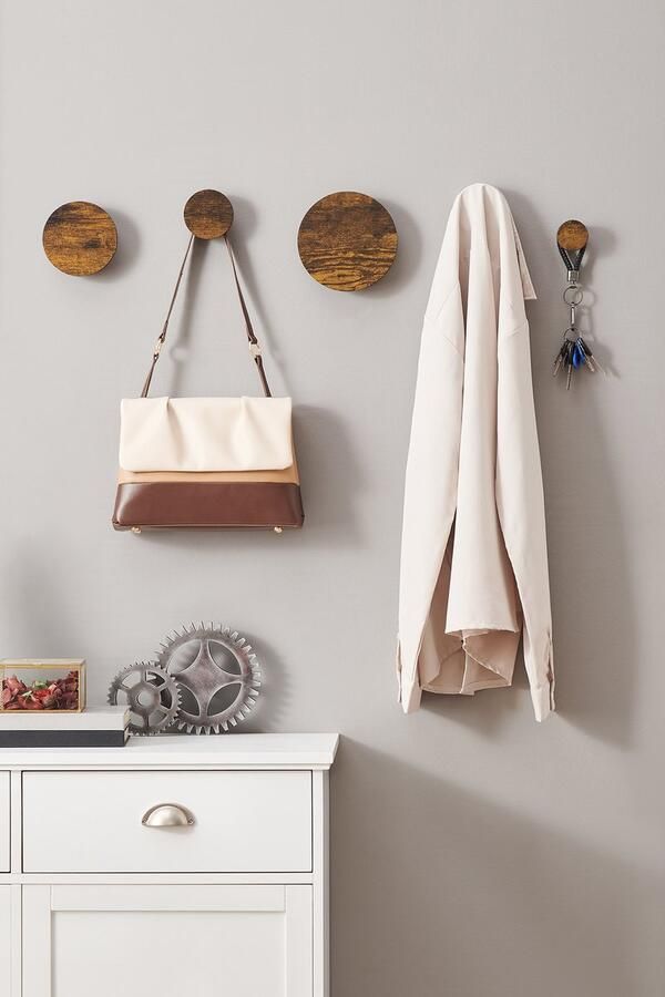 MAZAZU MIRA Home Set van 5 wandelementen Landelijke en industriële uitstraling Kreukvrije en veilige opslag van al uw kleding Duurzame houten panelen Ontwerp je eigen kapstok - Foto 6