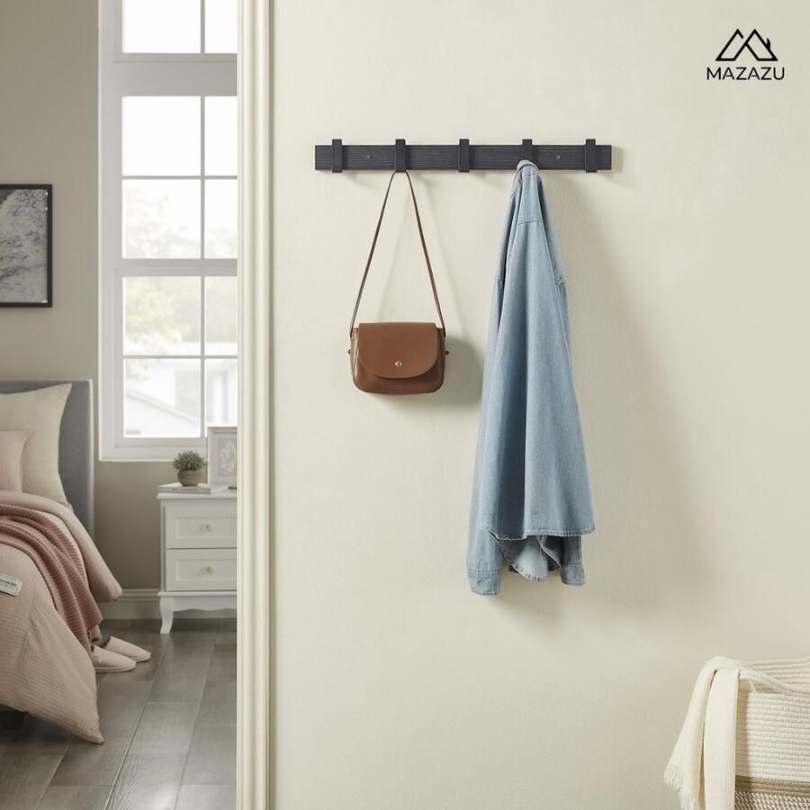 MAZAZU MIRA Home Wandkapstok Compact ontwerp van 60cm Elegant krachtig en praktisch Voor een opgeruimd gevoel Veelzijdig meubel voor jassen of kettingen