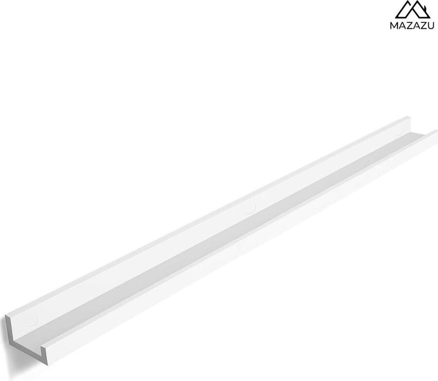 MAZAZU MIRA Home Zwevende Witte Houten Wandplank Boekenplank Muurplank 110x10x5 cm – Onzichtbare Bevestiging Decoratief - Foto 2
