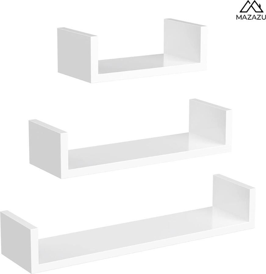 MAZAZU MIRA Home Wandplank Set van 3 Boekenplank Fotoplank Muurdecoratie Planken 30x10x15cm - Foto 3