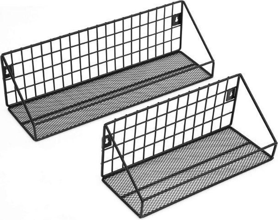 MAZAZU MIRA Home Wandplanken Opbergplanken Metaal Industrieel Zwart 43.43 x 17.27 x 14.48