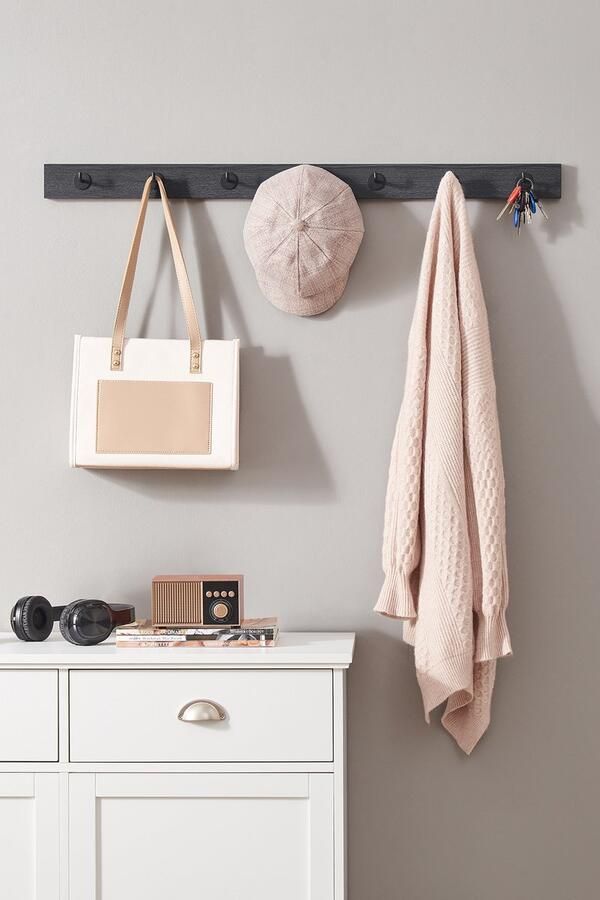 MAZAZU MIRA Home XL Kapstok Industrieel zwart Ruimte voor al je jassen Compact ontwerp met een breedte van 90 cm Geen rommel meer op de grond Landelijk paneel Eyecatcher in ieder huis