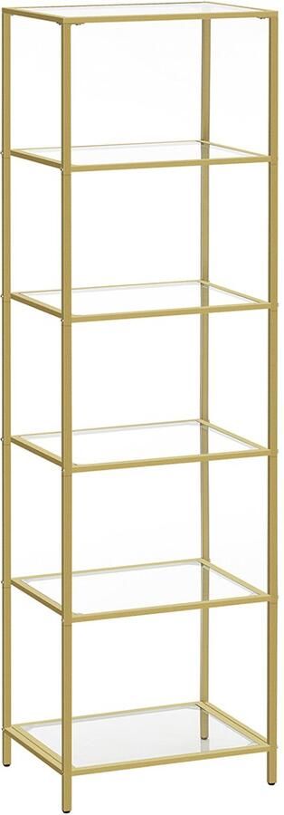 MAZAZU Opbergkast 6 laags- Glazen Planken Goud 40x30x177.3