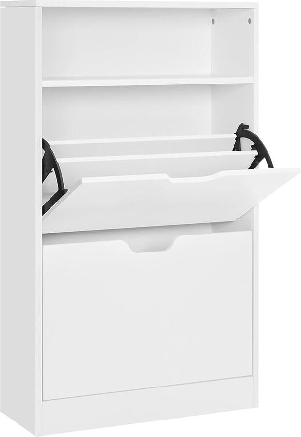 MAZAZU Schoenenkast 2 kleppen Halmeubel Wit 60x24x102