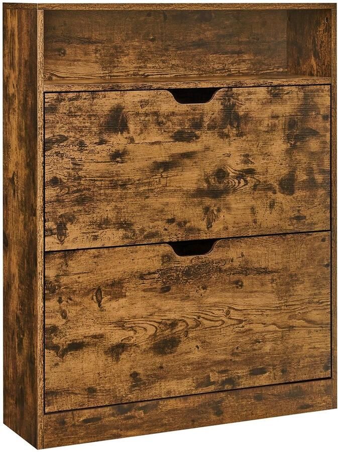 MAZAZU Schoenenkast 2 laags Bruin 24x80x102