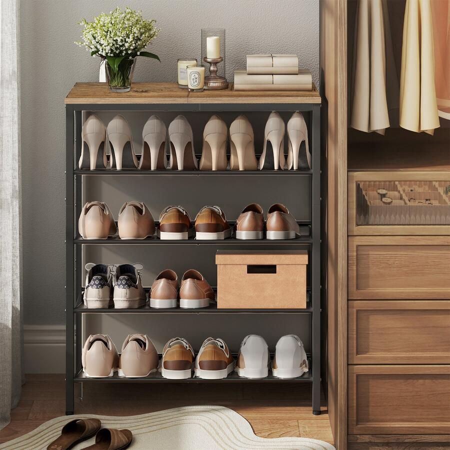 MAZAZU Schoenenkast 5 laags Honing bruin 75x30x93
