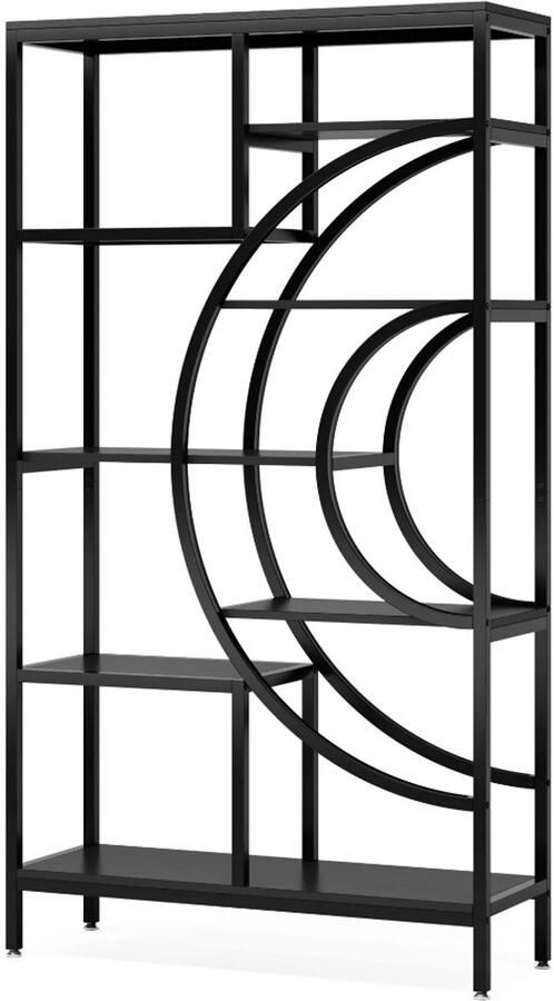 MAZAZU Wandkast – Grote Boekenkast – Decoratief Open Rek – Zwart Licht bruin – 100x30x178 cm