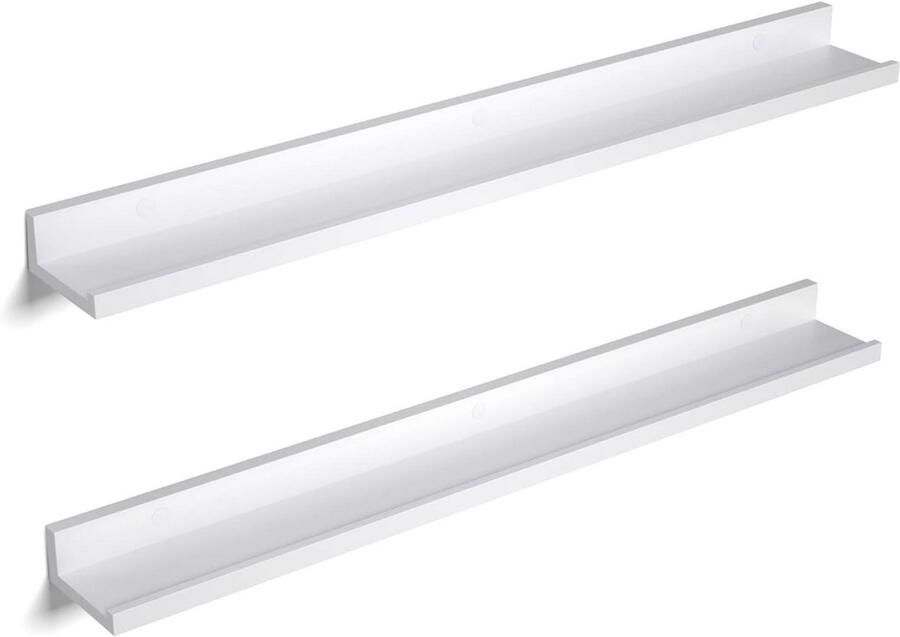 MAZAZU Wandplank Muurdecoratie Set van 2 Wit 80x10x2