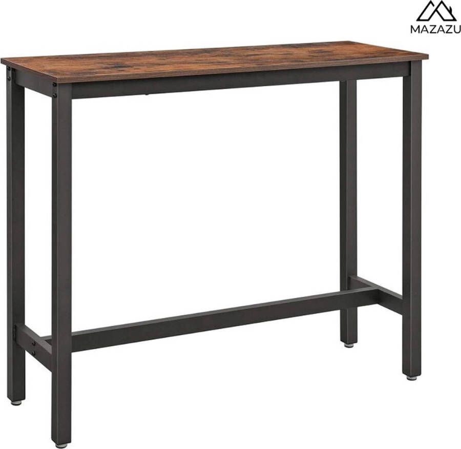 MAZAZU MIRA Home Bartafel Keukentafel Tafel Bijzettafel Donkerbruin Spaanplaat ‎120x40x100cm