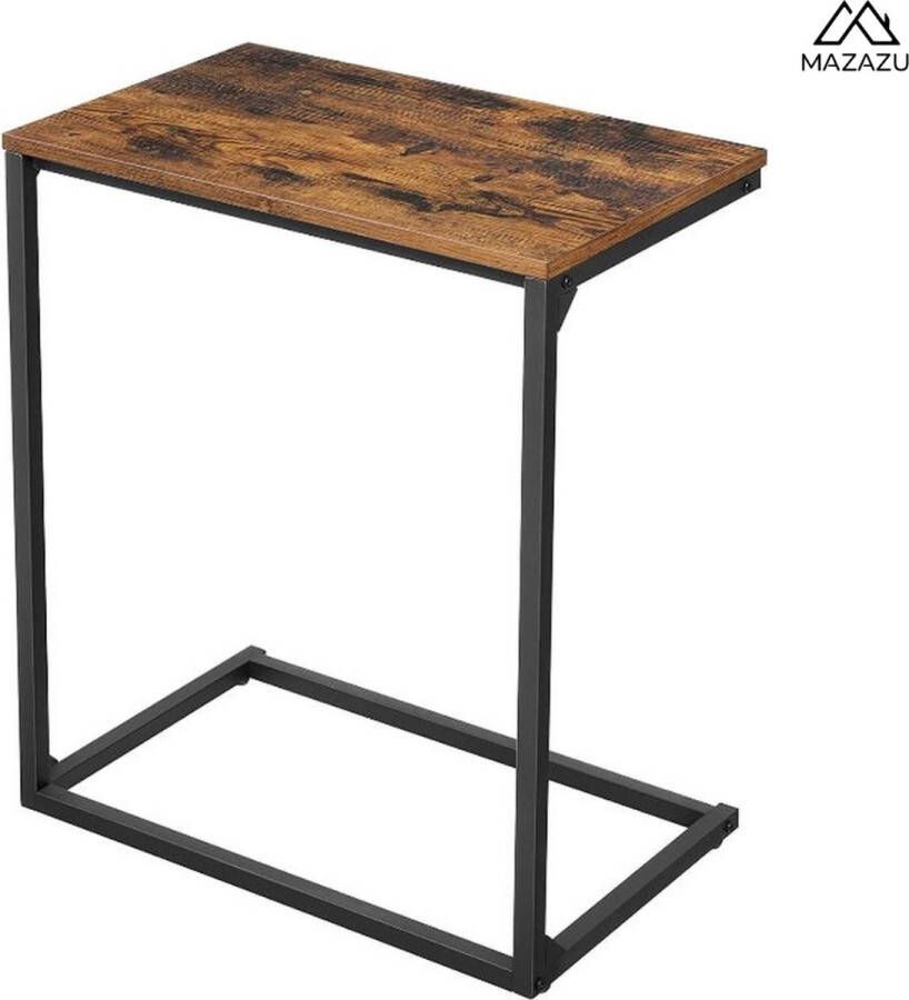 MAZAZU MIRA Home Bijzettafel Kleine salontafel Vintage Spaanplaat 55x35x66