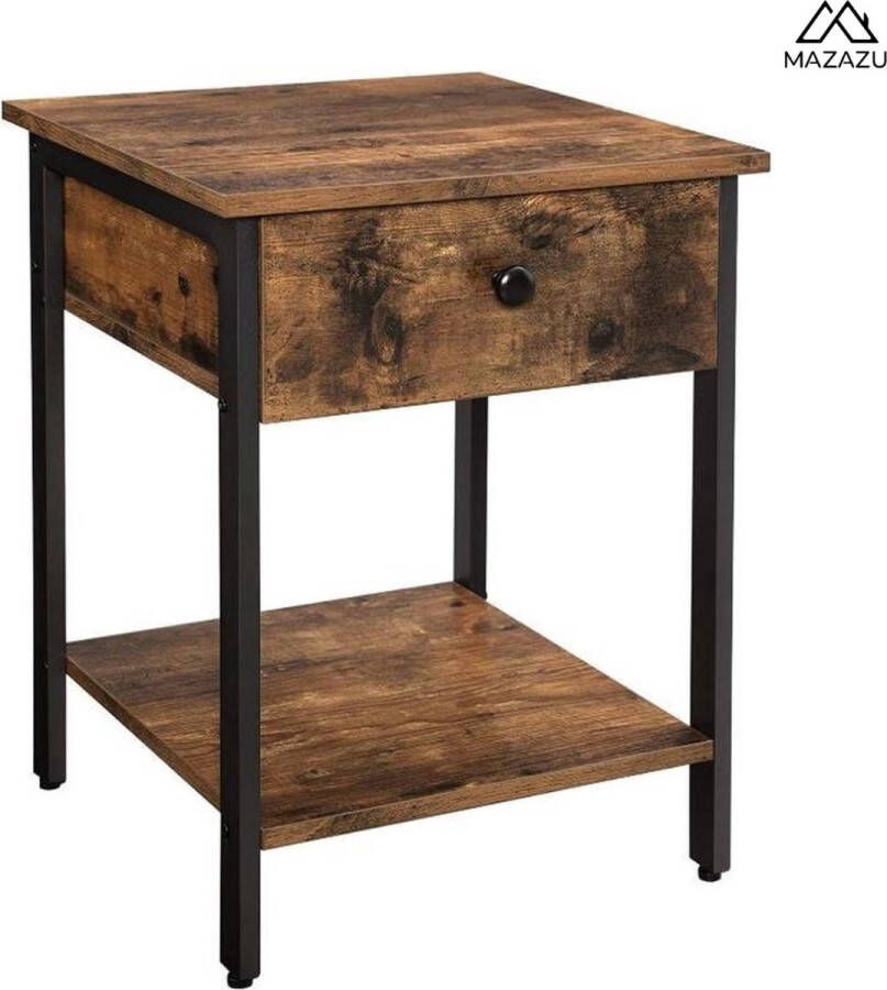 MAZAZU MIRA Home Bijzettafel Nachtkastje Bruin Hout 40 x 55 x 40 cm - Foto 2
