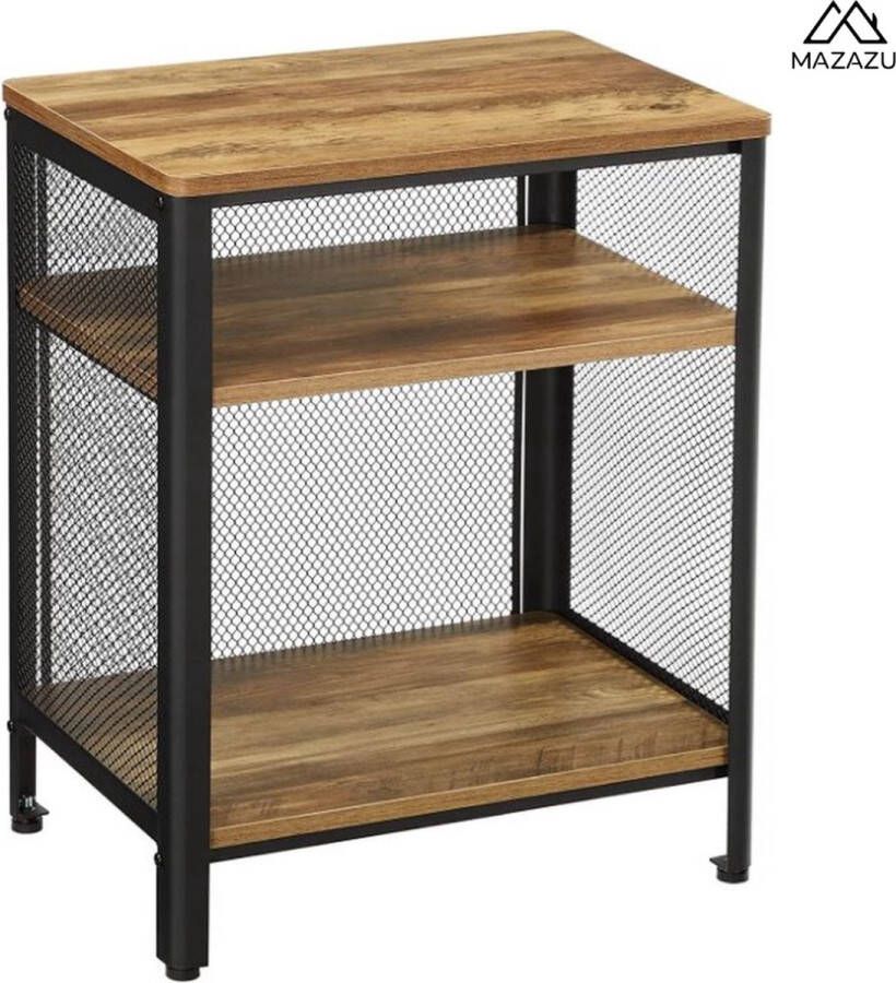 MAZAZU MIRA Home Bijzettafel Nachtkastje -Bruin Spaanplaat 60x35x49